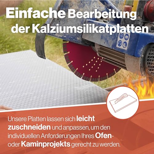 Feuerfest 123 Hitzeschutzplatte I 1 Stück I 500x300x30mm I Hochwertige Kalziumsilikat-Platten zur Dämmung von Ofen & Kamin I Feuerfeste Platte für Wärmedämmung I Hitzebeständig bis 1.000°C