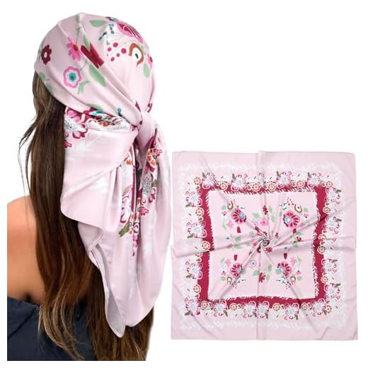 CHLINS Cachecol de seda quadrado de 89 cm para mulheres, lenço de cabeça de cetim, bandanas de cabelo, lenço de pescoço, envoltório de cabelo para bolsas, acessórios, rosa, Tamanho Único