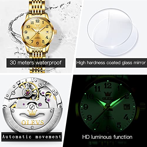Image of OLEVS Watch Women Silver Watch for Women Luxury Diamond Womens Watches for Small Wrist Stainless Steel Waterproof Analog Quartz Date Elegant Reloj para Mujer