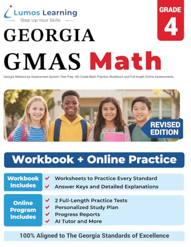 Georgia Milestones Assessment System Test Prep: 4th Grade Math Practice Workbook and Full-length Online Assessments: GMAS Study Guide (GMAS by Lumos Learning)