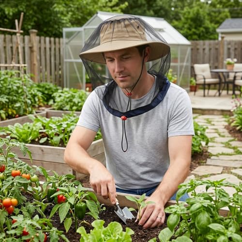 Mosquito Head Net, Red para Cabeza con Malla Ultra Fina, Protección para Actividades al Aire Libre como Camping, Senderismo, Pesca y Jardinería, con Bolsa de Almacenamiento Incluida miniatura 6