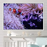 Framed Canvas Wall Art Deep Under Group Jellyfish Marine Life Multicolor Photography Realism Tropical Ultra Whimsical - 16x24 inches