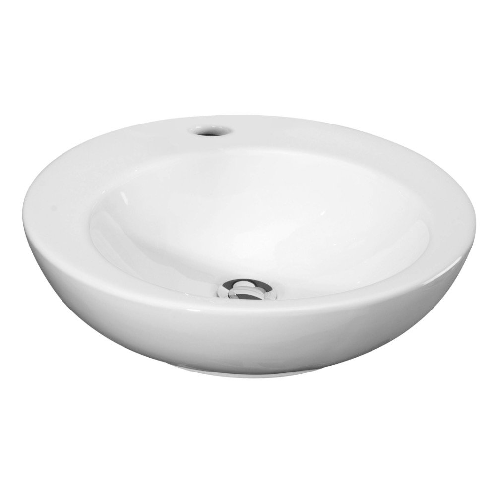 Nuie NBV131 Modern Round Bathroom Counter Top Basin Sink, White — image 1