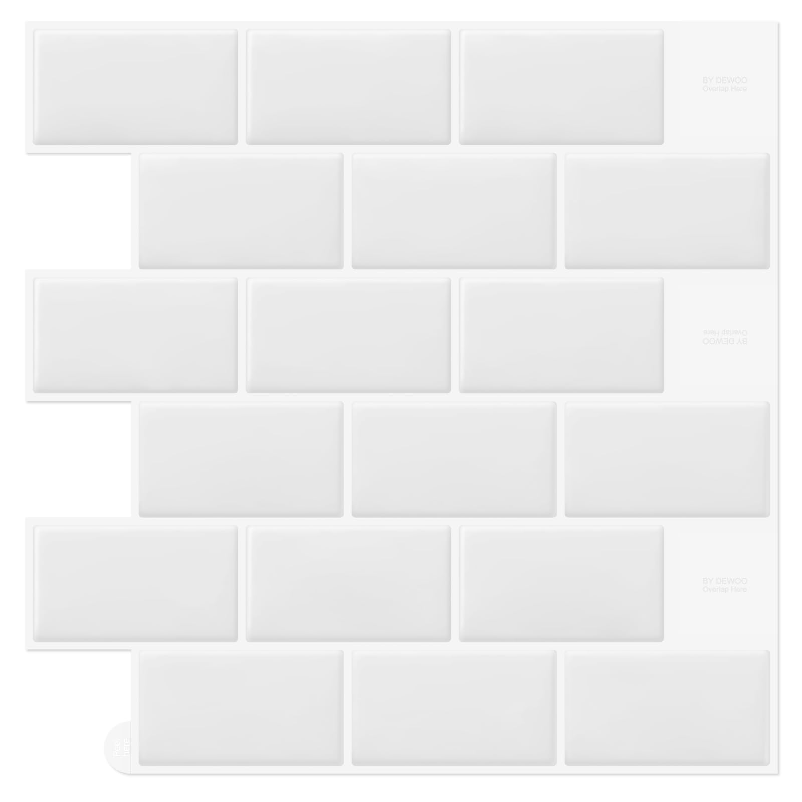 DEWOO Credence Adhesive for Kitchen Tiles Metro Tiles Wall Adhesive Bathroom White (10-Piece, 30.5 x 30.5 cm)