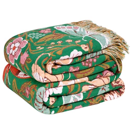 Image of LUTBM Boho Throw Blanket for Couch 50 inchx60 inch, Cotton Decorative Bed Throws