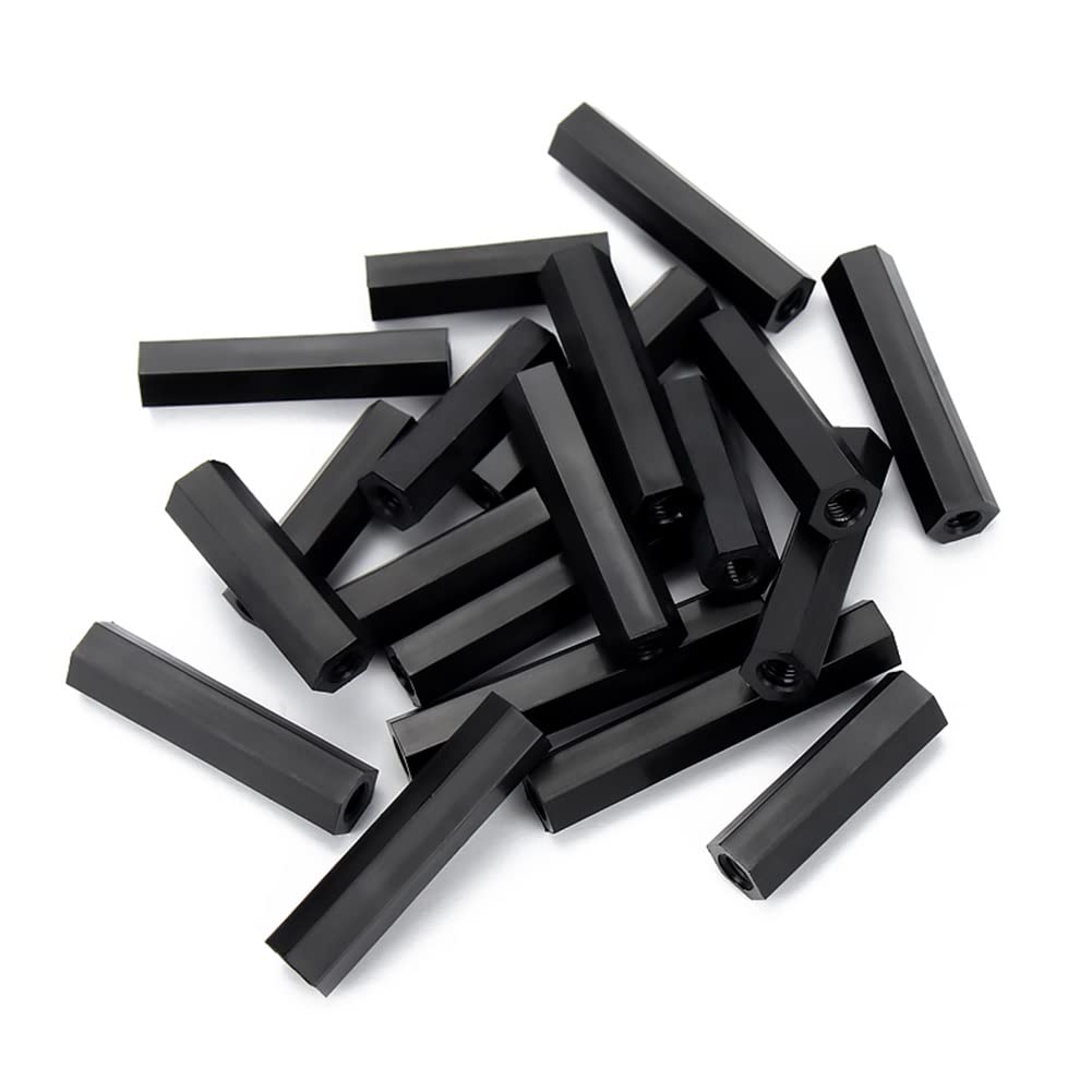 M3 Distanziali Esagonali Nylon Femminile Filettato Distanziatore Esagonale Nero M3x5mm (50 Pezzi)