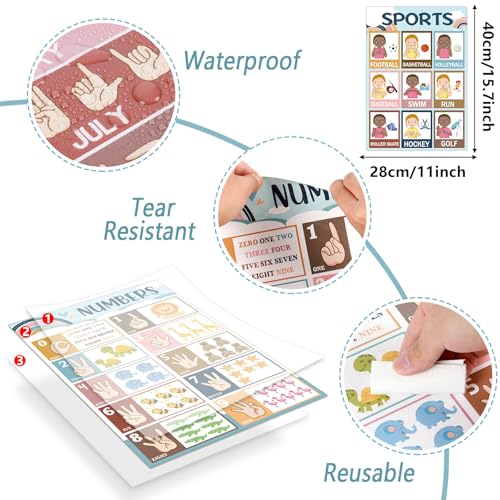 gisgfim Pôster de linguagem de sinais da América de 18 peças ASL Charts ASL Education Poster for Cla