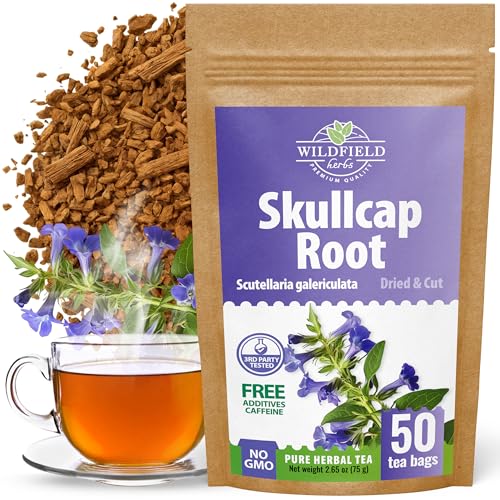 Image of 50 Bags Skullcap Herbal Tea (Scutellaria) - 50 Tea Bags 1.5g Skullcap Herb Escutelaria