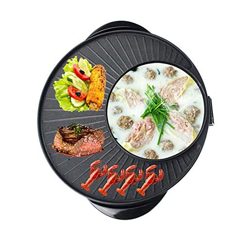 BBQ Hot Pot Hot Pot/Pan Elektrogrill/Chinesischer Hot Pot + Koreanischer Grill Zwei in Eins, Maifan Stein Multifunktions-Fünfgang-Elektroherd mit