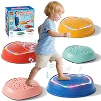 Lehoo Castle Light up & Music Balance Stepping Stones Kids,Toddler Sensory Toys for Autism, Outdoor Fidget Equipment for Kids Obstacle Course