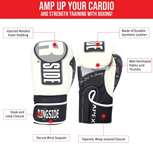 Ringside Apex Bag Gloves, Imf-Tech Boxing Gloves With Secure Wrist Support, Synthetic Boxing Gloves For Men And Women, White/Black , Large-X-Large #TOP2
