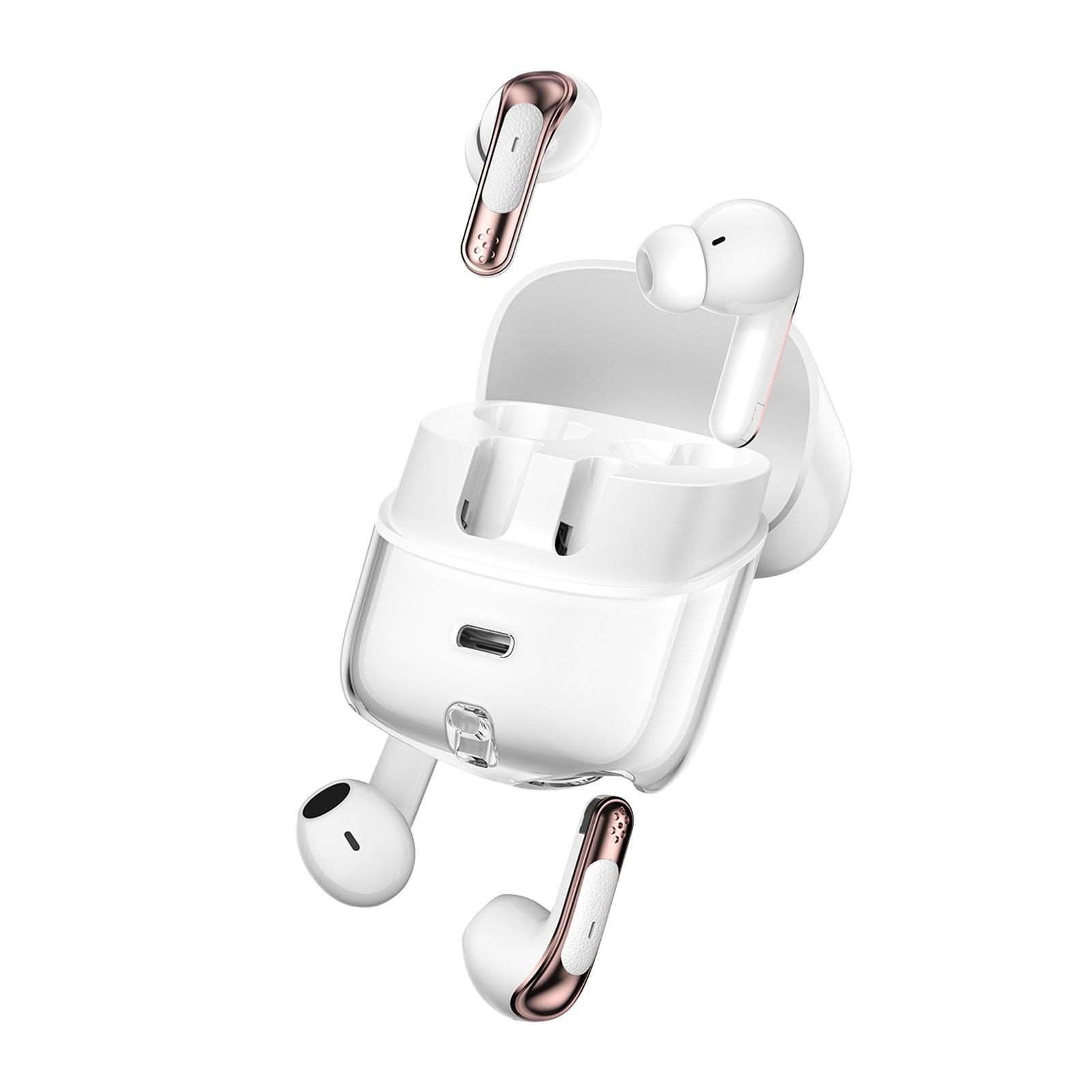2 Coppie Auricolari Wireless, Auricolari Bluetooth 5.4 Cuffie con Display a LED Digitale, Auricolari per Due Persone per Palestra di Allenamento Sportivo (WHITE)