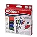 Produktbild Kores - K-Marker XW1: Bunte Whiteboard Marker mit Rundspitze, trocken abwischbar und nahezu geruchslose Tinte, Schul- und Bürobedarf, Set aus 4 Sortierten Farben + 1 Magnetlöschschwamm