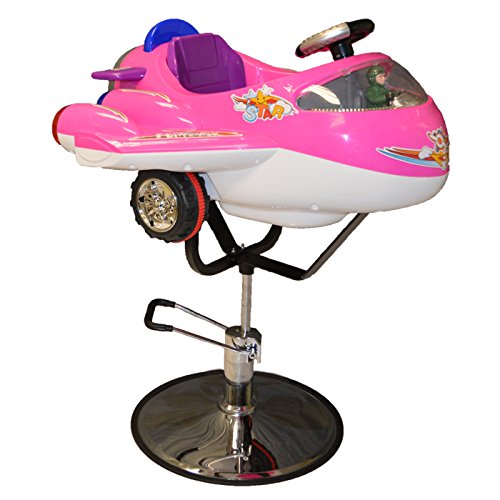 LCL Beauty Childrens Pink Airplane Hydraulic Child Kid's Barber Styling Chair Salon Beauty Equipment