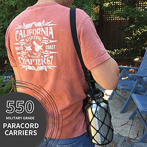Gearproz Paracord Bottle Carrier - Compatible With Hydro Flask 40 Oz - From America's No. 1 In Water Bottle Handles And Accessories - Prevents Dropping And Dents #TOP7