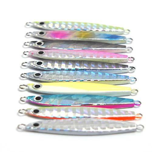 Aorace 10pcs/lot Small Shore Cast Iron Metal Sequins Lures Bait Iron Jigs Saltwater Road Sub Bait Fishing Lures 5cm 7g