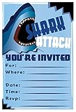 Shark Birthday Party Invitations - Fill In Style (20 Count) With Envelopes by m&h invites