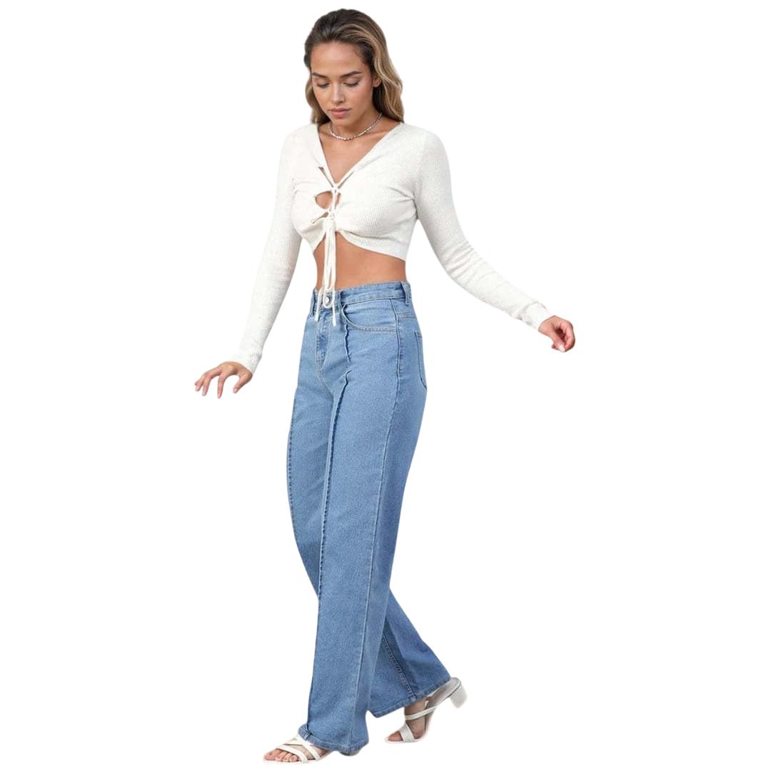 Womens High Rise Cotton Lycra Solid Jeans