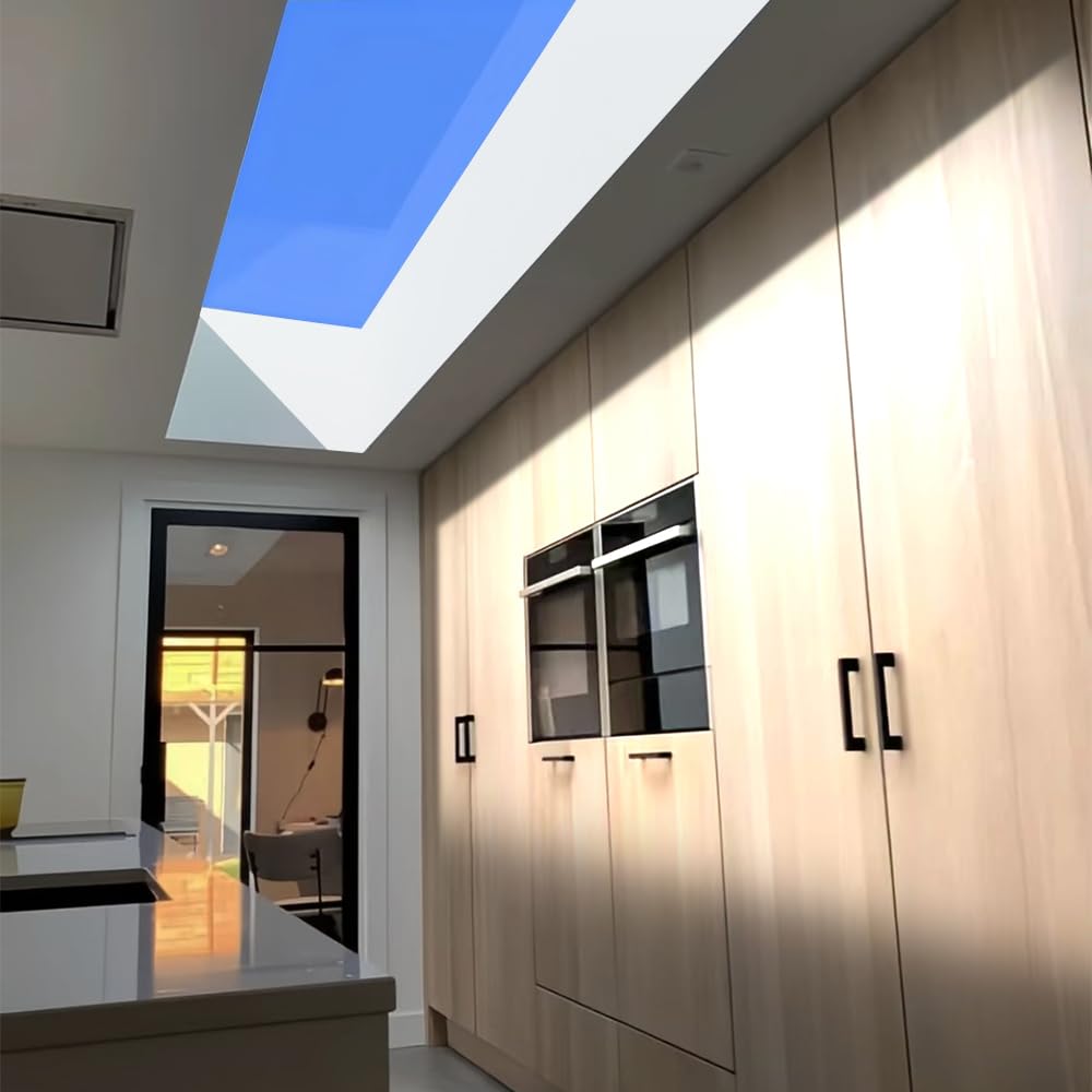 Azul cielo sol luz natural sótano Garaje cocina dormitorio sala de estar Pasaje baño hotel apartamento simple LED techo ambiental ventana luces (60 * 30 * 16 cm)