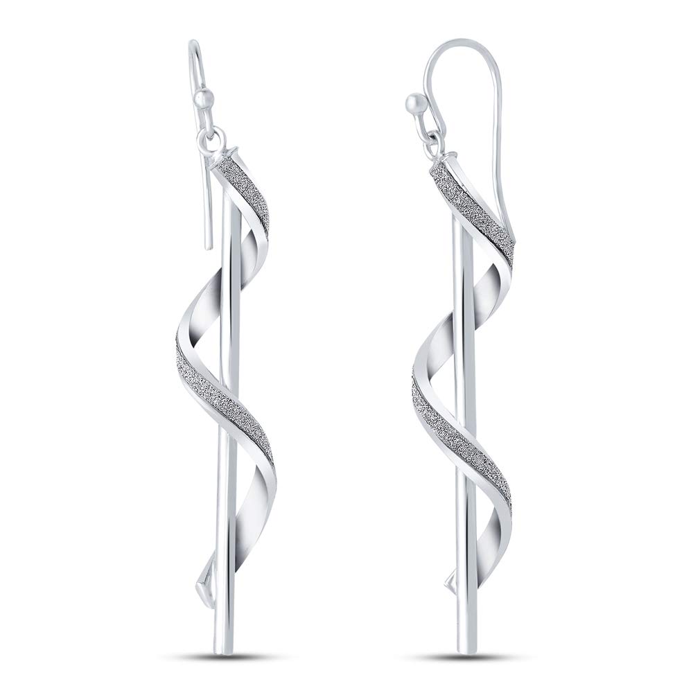 Charmsy Silver Womens 925 Sterling-Silver BIS Hallmarked Jewelry Glitter Spiral Bar Large Drop Dangler Earrings 60 MM (B07VKB1MX9) Amazon Price History, Amazon Price Tracker