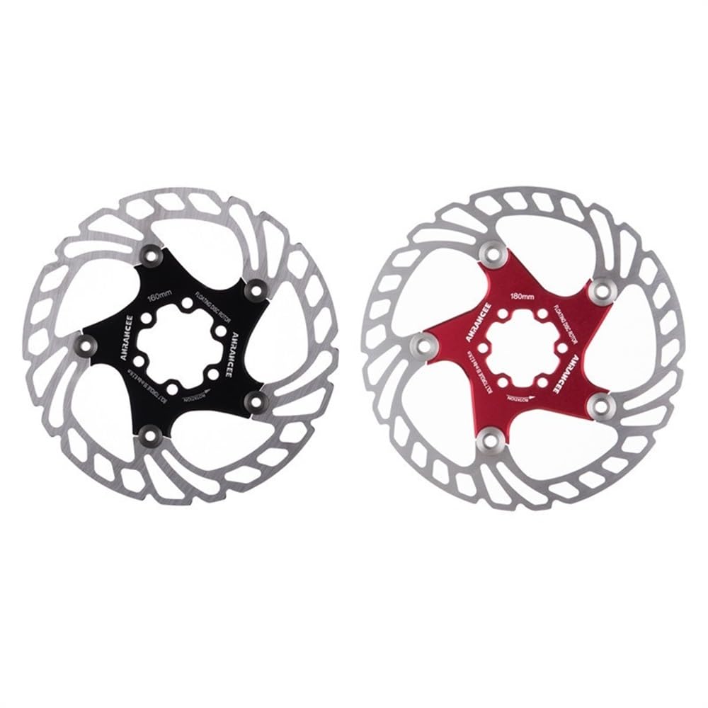 Disco Freno Padres flotantes de Freno de Disco de enfriamiento de Bicicleta de montaña 140 mm 160 mm 180 mm 203 mm 6 Pernos enfríe Rotor de Bicicleta Freno Disco(Metal 203mm Black)