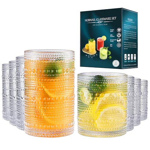 La Mejor Selección de Vaso highball - los preferidos. 44 ISMASOAN - Juego de 8 vasos para beber, vasos de cóctel, 14 onzas y 12 onzas, vasos para cocina, cristalería con abalorio, vasos Highball para whisky, jugo, agua, cerveza