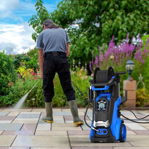 Pecticho Electric Pressure Washer 4200PSI Max 2.8 GPM Power Washer with Smart Control and 3 Levels of Adjustment Effortlessly Cleaning Car Patio Blue