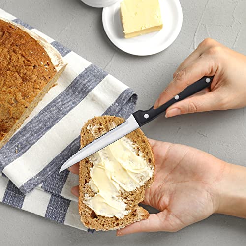 Therwen Set Of 50 Stainless Steel Steak Knives 9 Inch Serrated Edge Pointed Tip Steak Knives With Plastic Handle For Kitchen Gift #TOP6