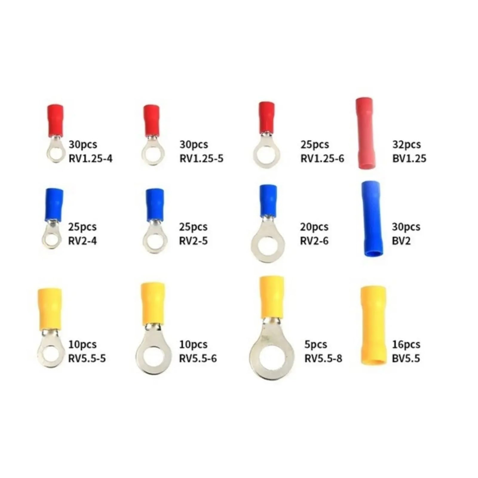 258 Stück AWG22-10/0,5–6,0 mm², verschiedene Ringstoß-Draht-Crimpklemmen, elektrischer Draht-Anschlusssatz