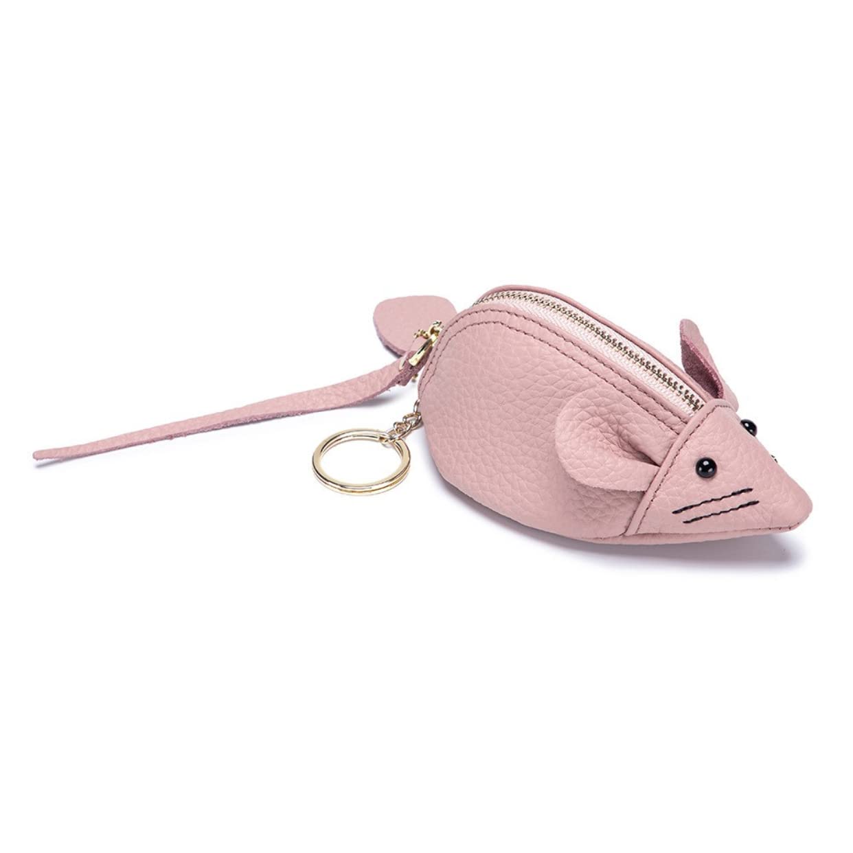 Dajingkj Candy Color Keychain Wallet Wristlet for Women Girls Pink purple Mini Cute Baby Elephat Coin Purse Pouch Genuine Leather Zipper Key Case