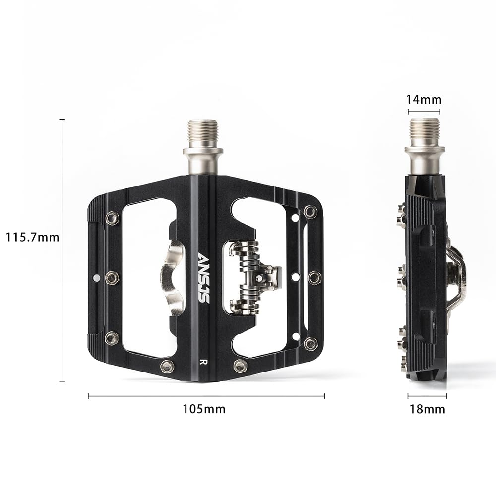 Pedali per Mountain Bike, Piattaforma Piatta Compatibile con SPD, Doppia Funzione, Sigillati, in Alluminio, 9/16'', per Strada, MTB