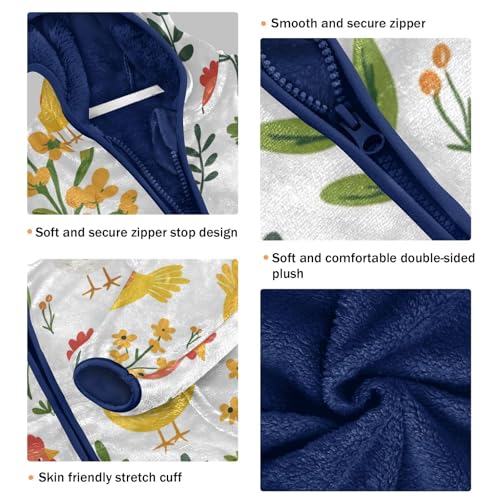 Chicken with Flowers Girls Fleece Jacket Girls Fall Jacket Girls Zip Up Hoodie Girls Sherpa Jacket 2-10T3