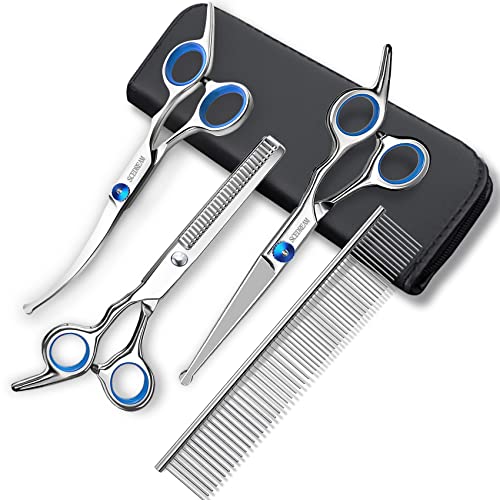 SCEDREAM Dog Grooming Scissors for Dogs with Safety Round Tips, 5 in 1