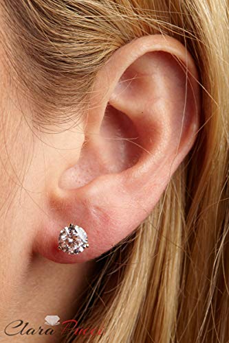 Clara Pucci 4.0 Ct Brilliant Round Cut Solitaire Vvs1 Flawless Moissanite Gemstone Pair Of 3 Prong Stud Martini Earrings Solid 18K Yellow Gold Screw Back #TOP4