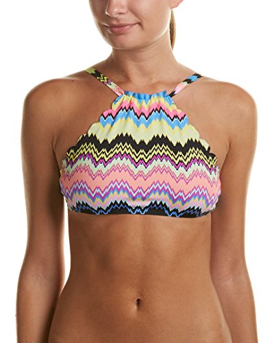 PQ Swim Women's Clara Reversible to Black Seamless High Neck Bikini Top