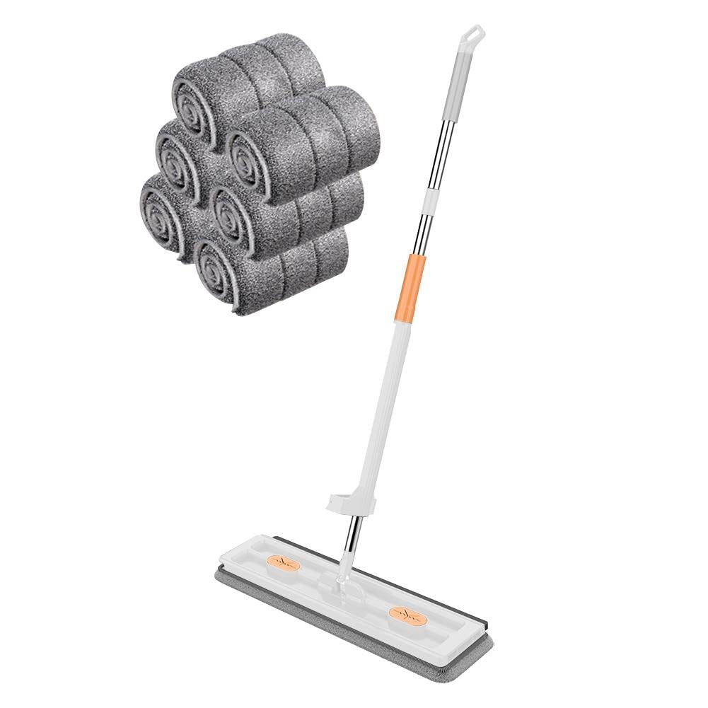 Mop do czyszczenia AMZLORD 360 obrotowy mop z mikrofibry narzędzia do czyszczenia gospodarstwa domowego (biały z 6 szt. szmatką)