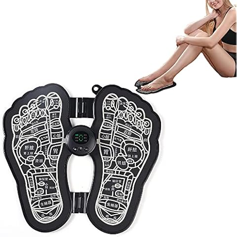 MasterUnion EMS Bioelectric Therapy Acupoint Massaging Body Shaping Mat, EMS Lymphatic Drainage Massage Pad, Chargeable EMS Foot Massage Mat for Relieve Fatigue Sore-Black Cover