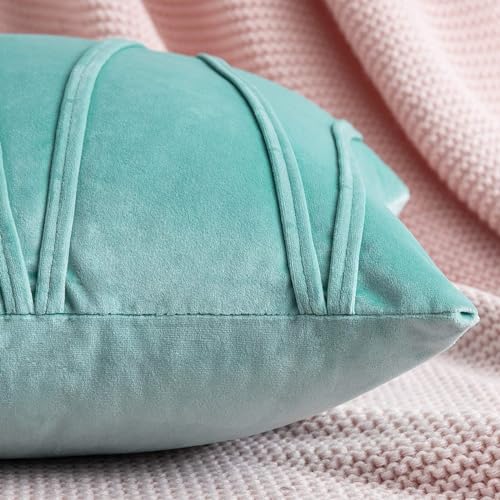 Image of Khooti Velvet Striped Cushion Cover Pack of 1-28 inchX28 inch /71X71 Cm | Teal Green | Soft Pillow Covers Cushion Case for Sofa Bedroom Living Room Chair Car, Cushion Cover with Zig Zag Pattern