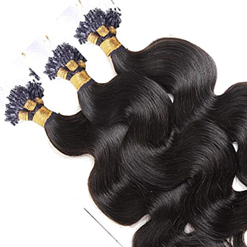 28inch Body Wave Micro Loop Ring Human Hair Extensions Remy Human Hair Brown Color 4# Hair Extension Micro Beads Hair Extensions Loop Hair 100 Strand (14inch 100 strand, Color 1b#)