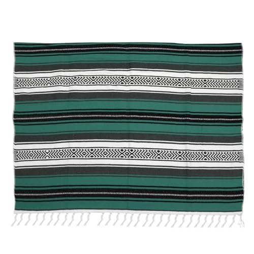 Manta mexicana de algodón verde tejida para yoga y sofá de sala 2