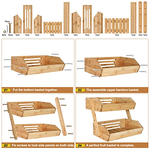 Attgreat Fruit Basket, 2 Tier Fruit Bowl For Kitchen, Large Capacity Kitchen Countertop Organizer For Fruit, Vegetable, Bread And Snack Storage #TOP6