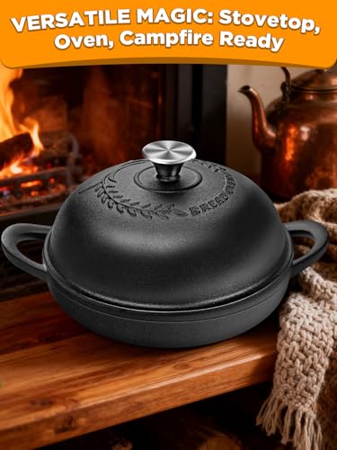 Image of Dutch Oven Bread Baking Pot with Lid 6QT Enameled Cast Iron Oven, Matte Black Design & Sourdough Kit (Silicone Sling) for Artisan Bread Making