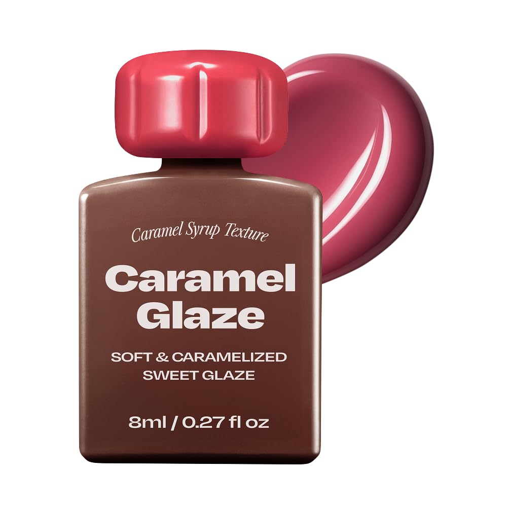 Lip Potion Caramel Glaze Lip Tint & Gloss | Korean K-Beauty | Non-Sticky Hydrating, Full Coverage High Shine Long-Lasting Lip Stain, Nude Shades 10 Colors (No.7 Black Cherry)