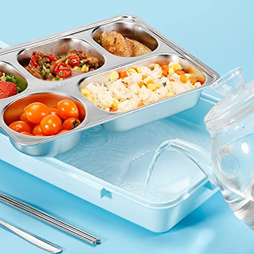 Fiambrera Bento de Acero Inoxidable, con Gran Capacidad para arroz, Aislamiento térmico Sencillo, portátil, 4 Compartimentos.