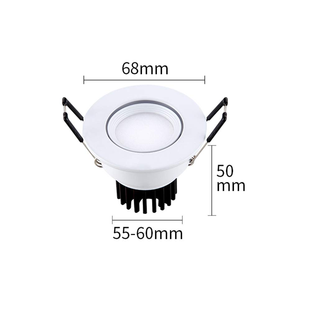 Faretti da Incasso a LED da 3 W per Cucina e Bagno Luce da soffitto 3000 K e 6000 K Diametro del Foro di Lavaggio 60 mm faretti Regolabili a Tenuta stagna,Luce Calda