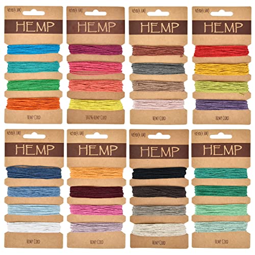 OTYMIOW 32 Colors 160 Yards Hemp Cord String for Jewelry Making, ...