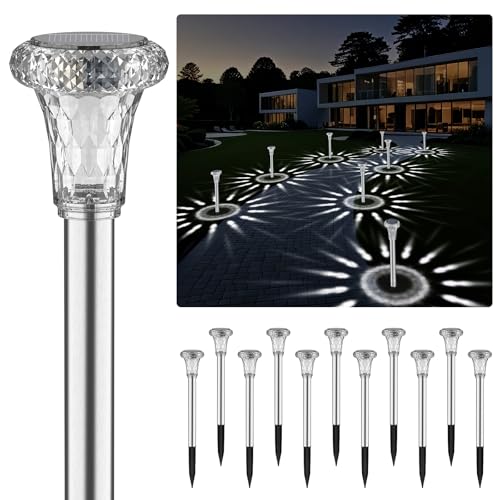 Mini Solar Pathway Lights Christmas Outdoor 12 Pack Waterproof Upgraded Bright LED Solar Garden...