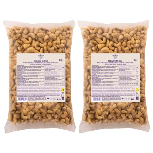 Anacardos crudos natural 2 kg nut&me | Keto | 100% natural | Sin sal | Keto | Sin aditivos | Fuente de proteínas | Fuente de fibra | Sin gluten | Vegano y vegetariano | Sin lactosa | Pack 2 x 1 kg