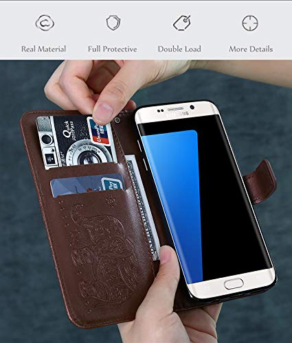 Image of TROUNCE Diva Series Embossing Elephant Faux Leather Flip Wallet Case Stand with Card Holder & Magnetic Closure Flip Cover for Samsung Galaxy A54 5G- Brown