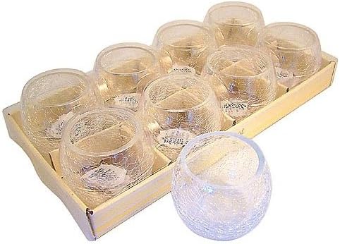 Single Crackle Glass Tea Light Votive Holder